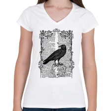 PRINTFASHION A Holló - Női V-nyakú póló - Fehér női póló
