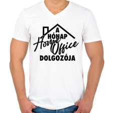 PRINTFASHION a hónap home office dolgozója - Férfi V-nyakú póló - Fehér férfi póló