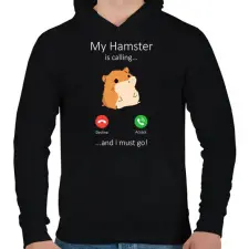 PRINTFASHION A hörcsögöm hív - Férfi kapucnis pulóver - Fekete férfi pulóver, kardigán