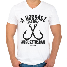 PRINTFASHION A horgász legendák - Férfi V-nyakú póló - Fehér