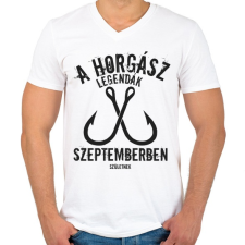 PRINTFASHION A horgász legendák - Férfi V-nyakú póló - Fehér férfi póló