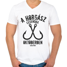 PRINTFASHION A horgász legendák - Férfi V-nyakú póló - Fehér férfi póló