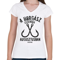 PRINTFASHION A horgász legendák - Női V-nyakú póló - Fehér