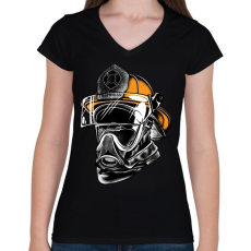 PRINTFASHION A hős maszkos - tűzoltó - Női V-nyakú póló - Fekete