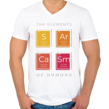 PRINTFASHION A humor elemei - Férfi V-nyakú póló - Fehér férfi póló