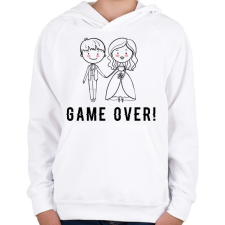 PRINTFASHION A játéknak vége.  - Gyerek kapucnis pulóver - Fehér gyerek pulóver, kardigán