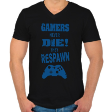 PRINTFASHION A játékosok nem halnak meg, újraélednek! - Férfi V-nyakú póló - Fekete férfi póló