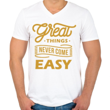 PRINTFASHION A jó dolgok - Férfi V-nyakú póló - Fehér férfi póló