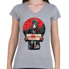 PRINTFASHION A kajáért - Női V-nyakú póló - Sport szürke női póló