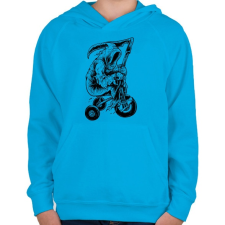 PRINTFASHION A kaszás biciklije - Gyerek kapucnis pulóver - Azúrkék gyerek pulóver, kardigán