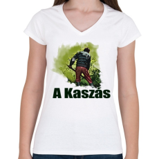 PRINTFASHION a kaszás - Női V-nyakú póló - Fehér