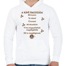 PRINTFASHION A kávé ragozása - Férfi kapucnis pulóver - Fehér
