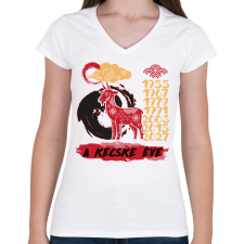 PRINTFASHION A kecske éve - Női V-nyakú póló - Fehér női póló
