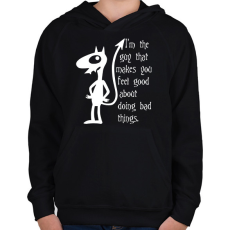 PRINTFASHION A kiábrándult királylány, Luci - Gyerek kapucnis pulóver - Fekete