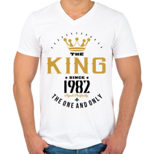 PRINTFASHION A király 1982-ben született - Férfi V-nyakú póló - Fehér férfi póló