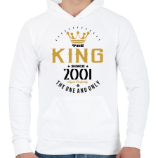 PRINTFASHION A király 2001-ben született - Férfi kapucnis pulóver - Fehér férfi pulóver, kardigán