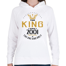 PRINTFASHION A király 2001-ben született - Női kapucnis pulóver - Fehér