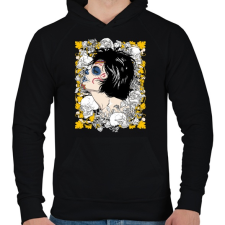 PRINTFASHION A királynő és a koponyák - Férfi kapucnis pulóver - Fekete férfi pulóver, kardigán