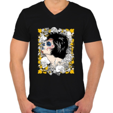 PRINTFASHION A királynő és a koponyák - Férfi V-nyakú póló - Fekete
