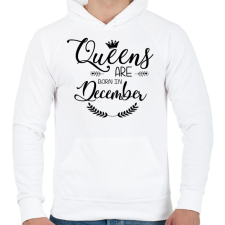 PRINTFASHION A királynők decemberben születnek - Férfi kapucnis pulóver - Fehér férfi pulóver, kardigán