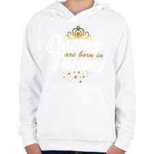 PRINTFASHION A királynők februárban születtek - Gyerek kapucnis pulóver - Fehér gyerek pulóver, kardigán