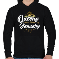 PRINTFASHION A királynők januárban születtek - Férfi kapucnis pulóver - Fekete férfi pulóver, kardigán