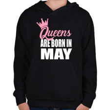PRINTFASHION A királynők májusban születnek - Gyerek kapucnis pulóver - Fekete gyerek pulóver, kardigán