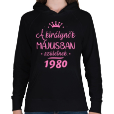 PRINTFASHION A királynők májusban születnek - Női kapucnis pulóver - Fekete