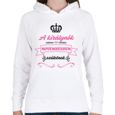 PRINTFASHION A királynők novemberben születnek pink fekete - Női kapucnis pulóver - Fehér női pulóver, kardigán