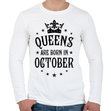 PRINTFASHION A királynők októberben születnek - Férfi hosszú ujjú póló - Fehér férfi póló