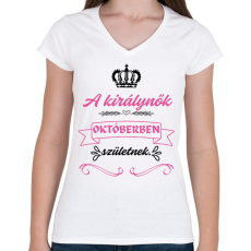 PRINTFASHION A királynők pink fekete (3) - Női V-nyakú póló - Fehér