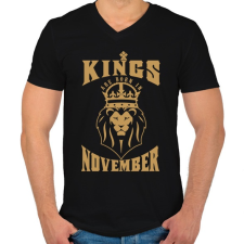 PRINTFASHION A királyok novemberben születtek - Férfi V-nyakú póló - Fekete férfi póló