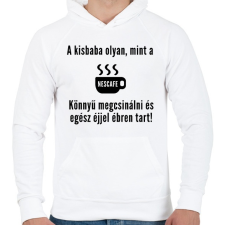 PRINTFASHION a kisbaba olyan mint a nescafe - Férfi kapucnis pulóver - Fehér férfi pulóver, kardigán