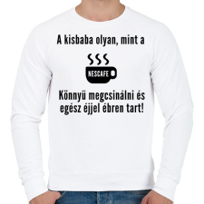 PRINTFASHION a kisbaba olyan mint a nescafe - Férfi pulóver - Fehér férfi pulóver, kardigán