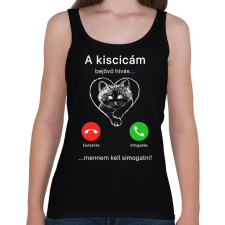 PRINTFASHION A kiscicám hív - Női atléta - Fekete női trikó