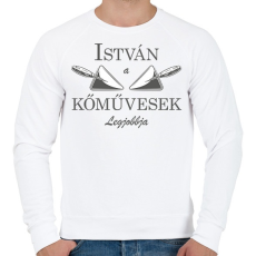 PRINTFASHION A kőművesek legjobbja - névvel - Férfi pulóver - Fehér
