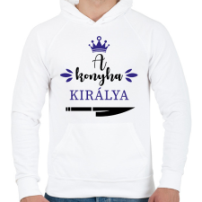 PRINTFASHION A konyha királya - Férfi kapucnis pulóver - Fehér férfi pulóver, kardigán
