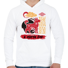 PRINTFASHION A kutya éve - Férfi kapucnis pulóver - Fehér férfi pulóver, kardigán