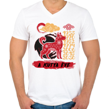 PRINTFASHION A kutya éve - Férfi V-nyakú póló - Fehér férfi póló