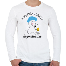 PRINTFASHION A kutyák legjobb kozmetikusa - Férfi hosszú ujjú póló - Fehér