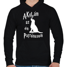 PRINTFASHION A Kutyám az én Patrónusom - Férfi kapucnis pulóver - Fekete férfi pulóver, kardigán