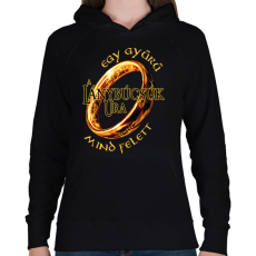 PRINTFASHION A Lánybúcsúk Ura, egy gyűrű mind felett! - Női kapucnis pulóver - Fekete
