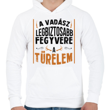 PRINTFASHION A legbiztosabb fegyver - Férfi kapucnis pulóver - Fehér férfi pulóver, kardigán