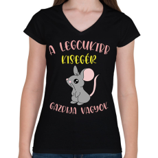 PRINTFASHION A legcukibb kisegér gazdija - Női V-nyakú póló - Fekete