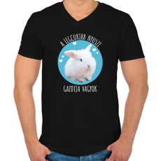 PRINTFASHION A legcukibb nyuszi gazdija - Férfi V-nyakú póló - Fekete