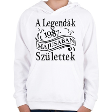 PRINTFASHION A legendák 1987 májusában születtek - Gyerek kapucnis pulóver - Fehér