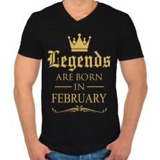 PRINTFASHION A legendák Februárban születnek - Férfi V-nyakú póló - Fekete