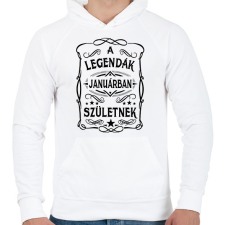 PRINTFASHION A legendák januárban születnek - Férfi kapucnis pulóver - Fehér férfi pulóver, kardigán