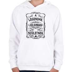 PRINTFASHION A legendák júliusban születnek - Gyerek kapucnis pulóver - Fehér