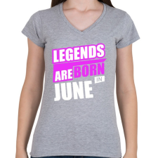 PRINTFASHION A legendák júniusban születnek - Női V-nyakú póló - Sport szürke női póló